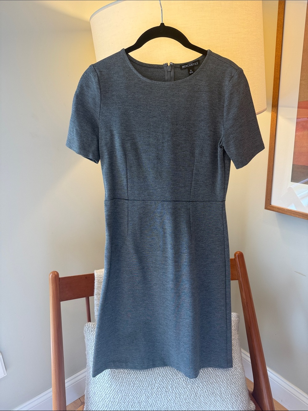 J. Crew Heather Slate Short-Sleeve Knit Sheath Dress